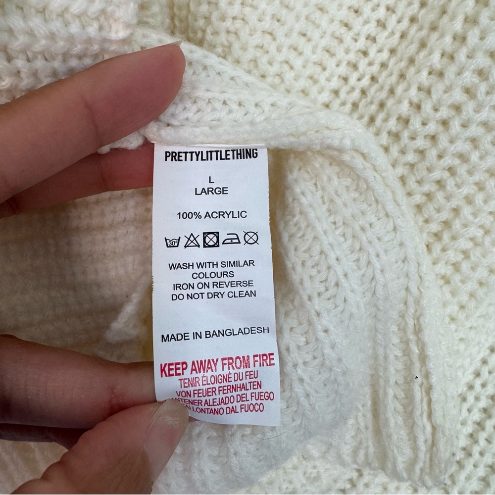 Large PrettyLittleThing White and Pink Sleeve Colorblock Button-Up Cardigan Cozy - Picture 10 of 12